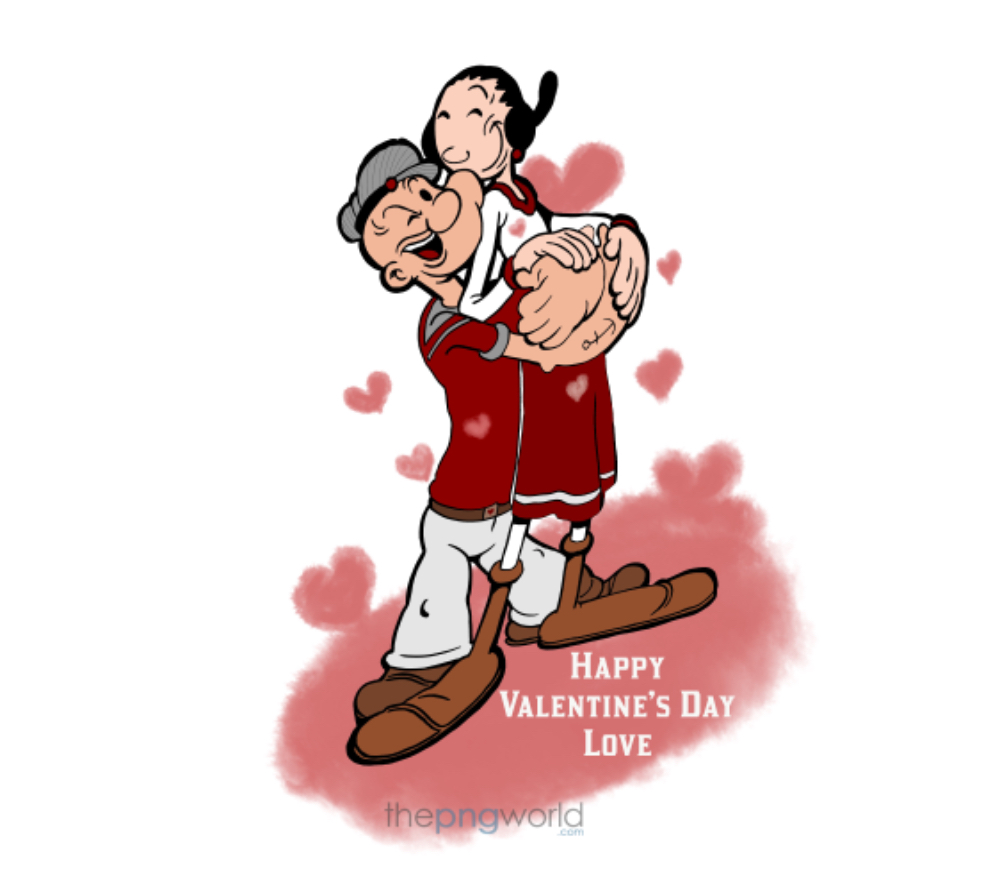 Valentine Couple Popayee,olive,cartoon,character,love,couple,Valentine’s day,14 feb,illustration,girl,boy,happy,party,theme,red,white,heart,cloud